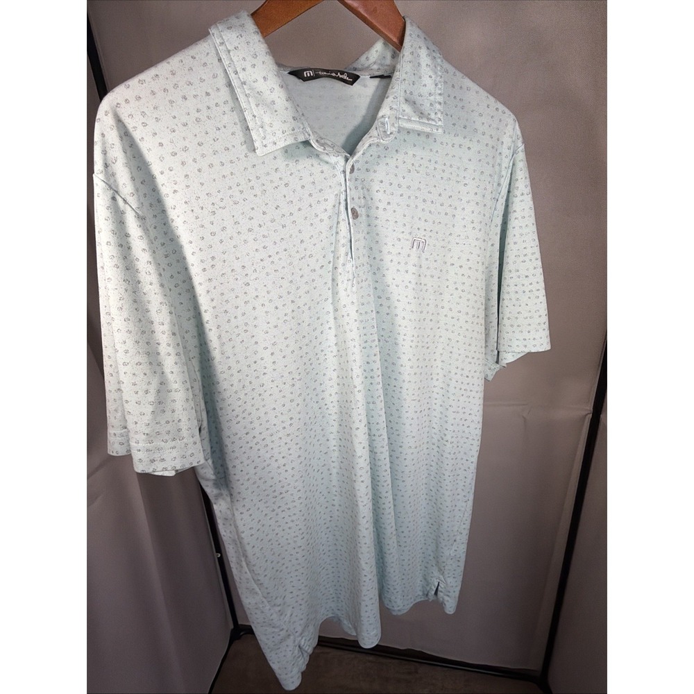 Travis Mathew Shirt Men's XXL Thundersnow Pima Cotton AOP Golf Polo Preppy